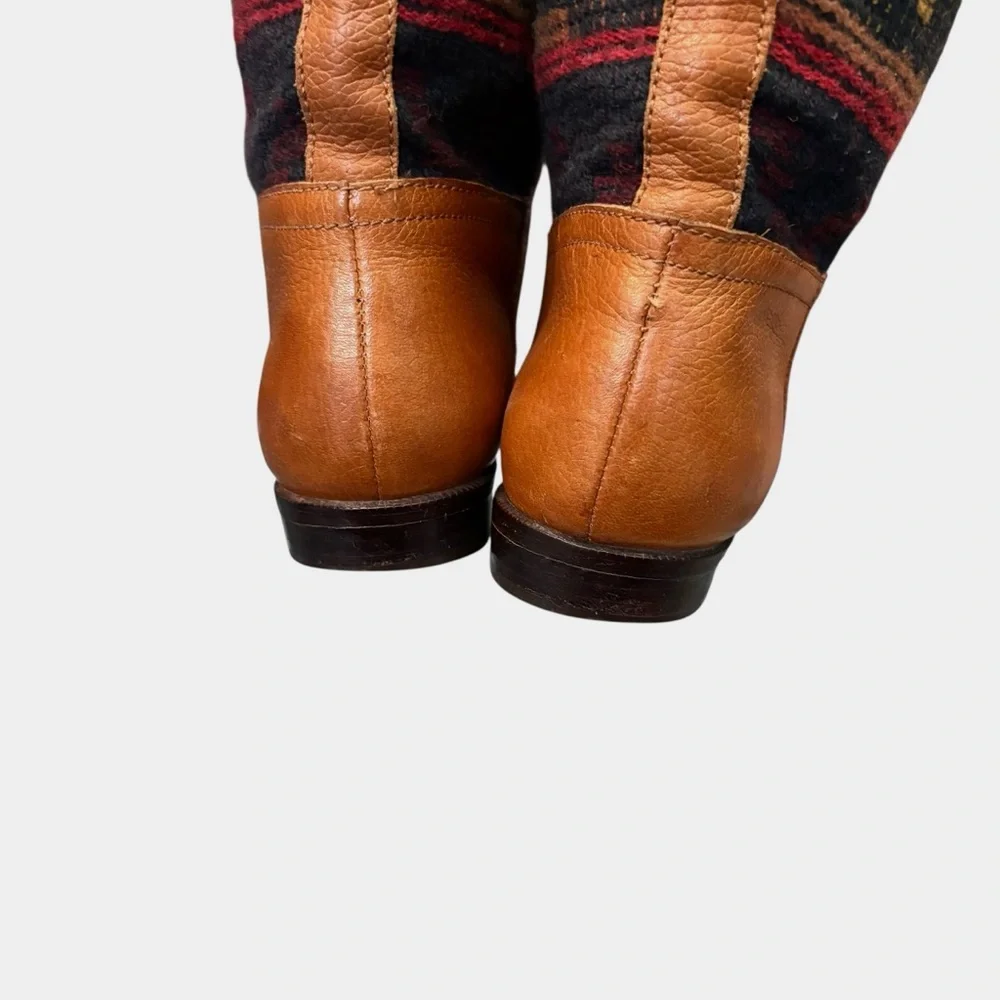 Vintage Unisa Aztec Western Boho Multicolor Knee-High Leather Boots